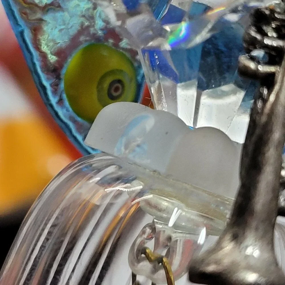 Art Glass Angel Bell Crystal Arms Millefiori Wings Delicate Collectible Curio